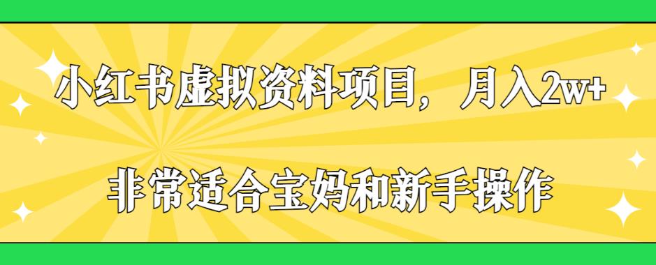 小红书虚拟资料项目，月入2w+，非常适合宝妈和新手操作【揭秘】-淘秘副业