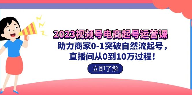 2023视频号-电商起号运营课 助力商家0-1突破自然流起号 直播间从0到10w过程-淘秘副业