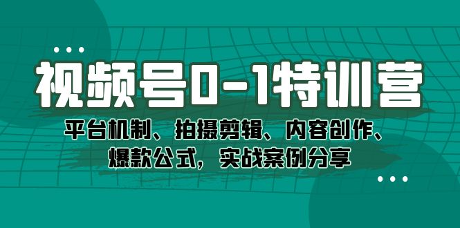 (7373期)视频号0-1特训营:平台机制、拍摄剪辑、内容创作、爆款公式,实战案例分享 (7373期)视频号0-1特训营:平台机制、拍摄剪辑、内容创作、爆款公式,实战案例分享