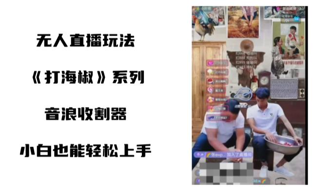 无人直播打海椒整蛊项目，新手轻松上手撸音浪收割器（教程+工具+素材）-淘秘副业