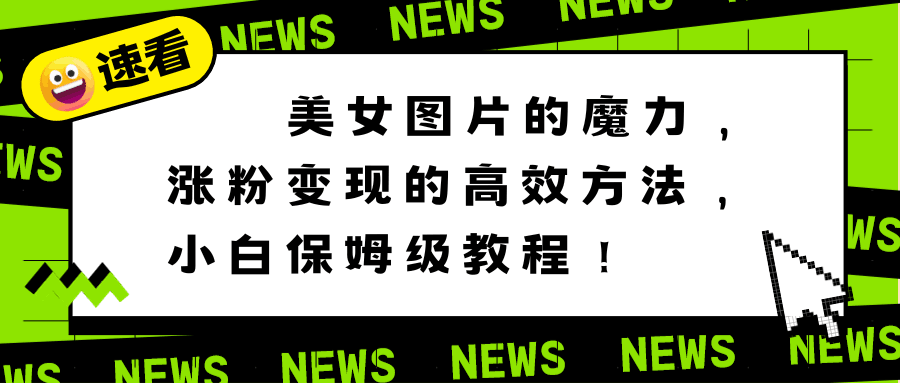 利用美女图片的魔力，高效涨粉变现的方法，小白保姆级教程！-淘秘副业