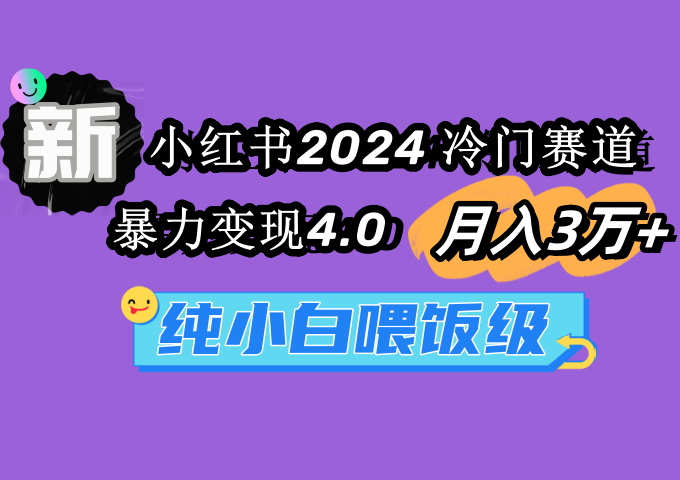 小红书2024冷门赛道 月入3万+ 暴力变现4.0 纯小白喂饭级-淘秘副业
