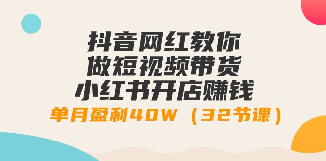 抖音网红教你做短视频带货+小红书开店赚钱，单月盈利40W（32节课）-淘秘副业