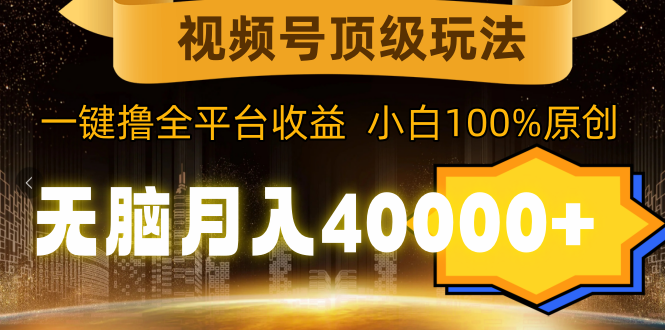视频号顶级玩法，无脑月入40000+，一键撸全平台收益，纯小白也能100%原创-淘秘副业