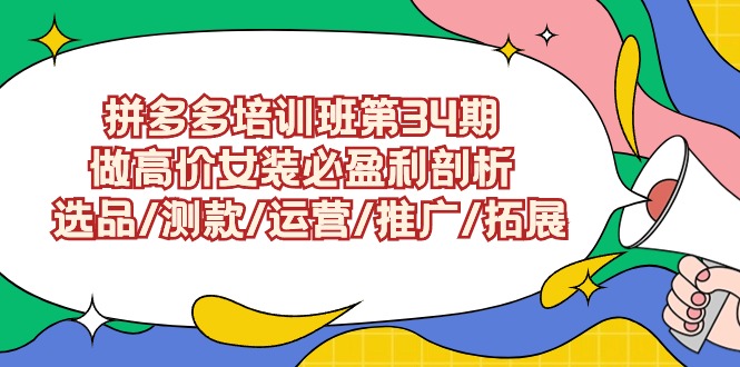 拼多多开店培训班第34期：做高价女装必盈利剖析 选品/测款/运营/推广/拓展-淘秘副业