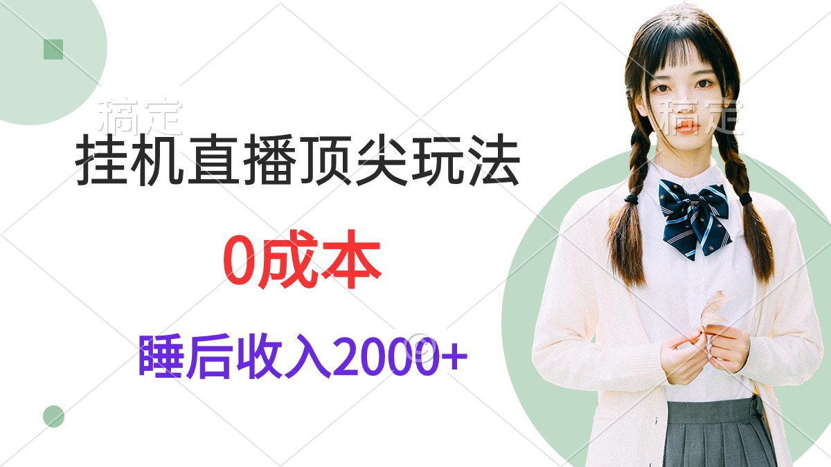 24年挂机直播顶尖玩法，睡后日收入2千、零成本，视频教学-淘秘副业