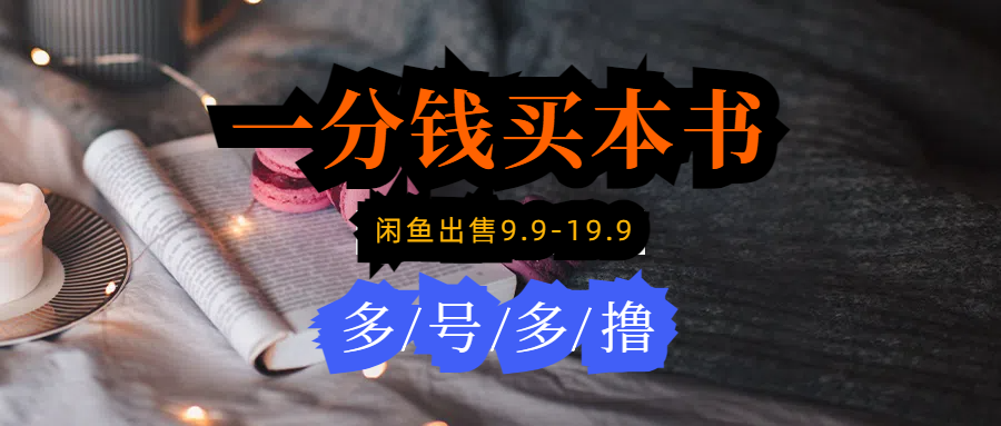 每天花1分钱买一本书，闲鱼出售9.9-19.9不等，多账号多撸 新手小白均可操作-淘秘副业