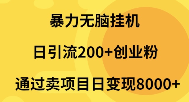 暴力无脑挂机日引流200+创业粉通过卖项目日变现2000+-淘秘副业
