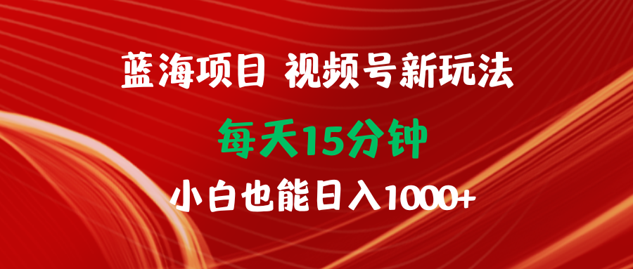 蓝海项目视频号新玩法 每天15分钟 小白也能日入1000+-淘秘副业