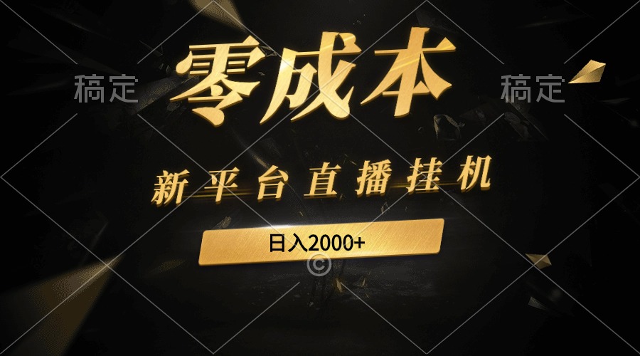 新平台直播挂机最新玩法，0成本，不违规，日入2000+-淘秘副业