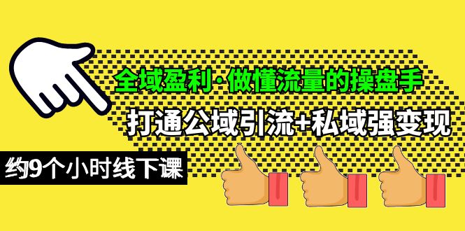 全域盈利·做懂流量的操盘手，打通公域引流+私域强变现，约9个小时线下课-淘秘副业