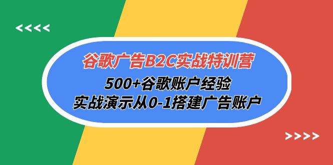 谷歌广告B2C实战特训营，500+谷歌账户经验，实战演示从0-1搭建广告账户-淘秘副业