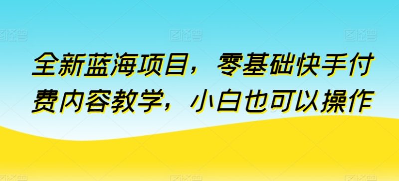 全新蓝海项目，从零开始：快手付费内容教学，小白变专家的秘密-淘秘副业