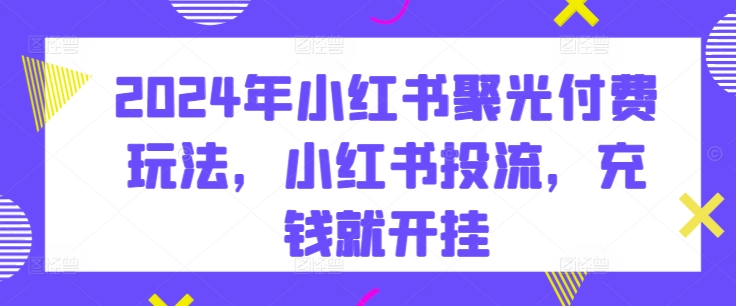 2024小红书投流：聚光付费攻略，解锁流量变现新姿势-淘秘副业