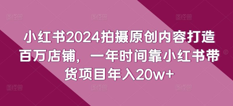 小红书2024拍摄原创内容打造百万店铺，1年时间靠小红书带货项目年入20W+-淘秘副业