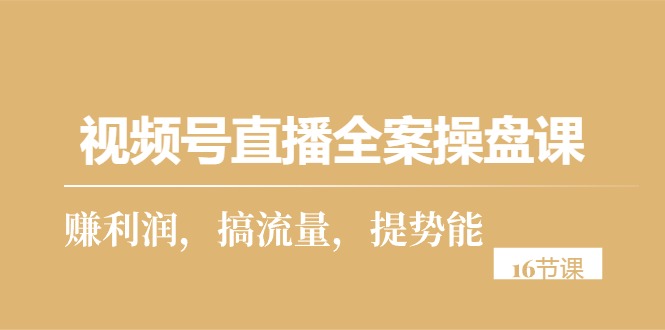 视频号直播实操攻略：从零到一，打造高利润直播间（16节课）-淘秘副业