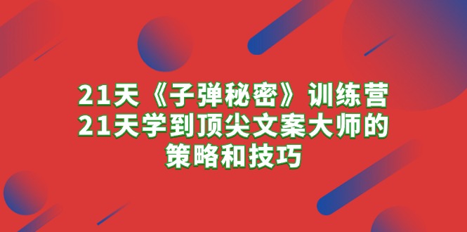 21天《子弹秘密》训练营，21天学到顶尖文案大师的策略和技巧-淘秘副业