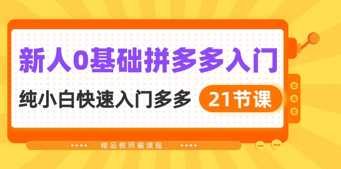 新人拼多多运营实操：0基础小白快速入门指南（21节课）-淘秘副业
