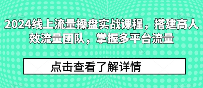 2024线上流量操盘实战课程,搭建高人效流量团队,掌握多平台流量 -1 2024线上流量操盘实战课程,搭建高人效流量团队,掌握多平台流量 -1