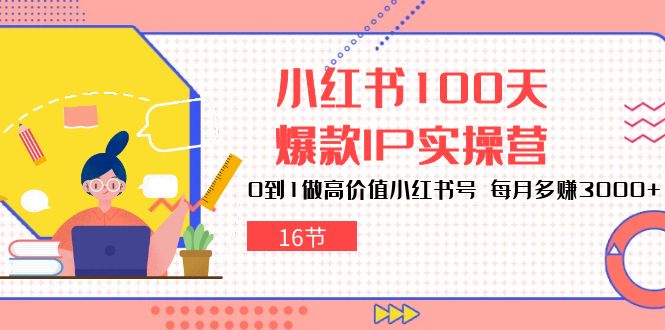 小红书达人速成：100天打造爆款IP，轻松月赚3000+（16节）-淘秘副业