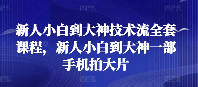 新人小白到大神技术流全套课程，新人小白到大神一部手机拍大片-淘秘副业