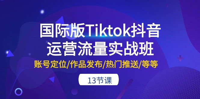 国际版Tiktok抖音运营流量实战班：账号定位/作品发布/热门推送/等等-13节-淘秘副业