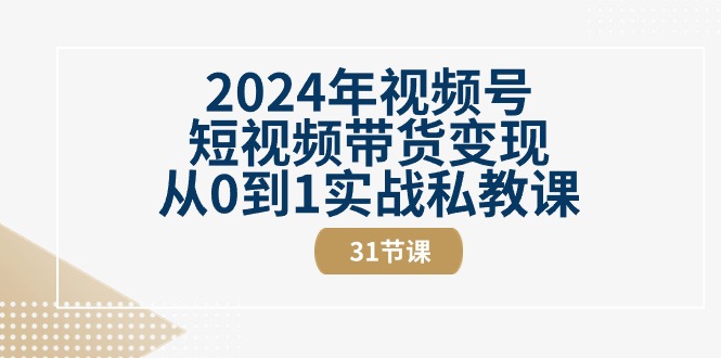 2024年视频号短视频带货变现从0到1实战私教课（31节视频课）-淘秘副业