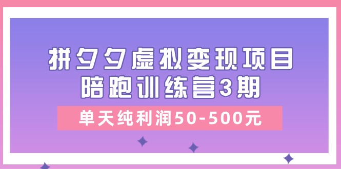 某收费培训《拼夕夕虚拟变现项目陪跑训练营3期》单天纯利润50-500元-淘秘副业