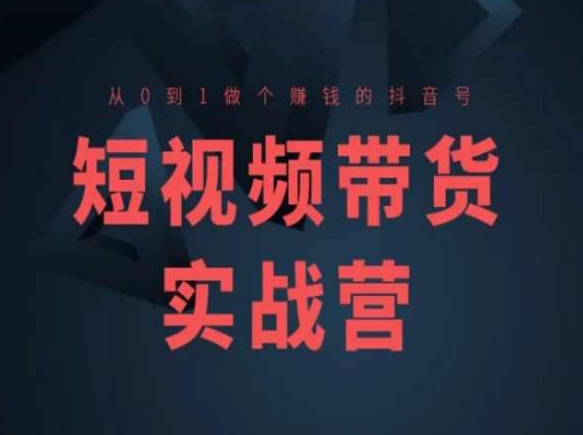 短视频带货实战营(高阶课)，从0到1做个赚钱的抖音号-淘秘副业