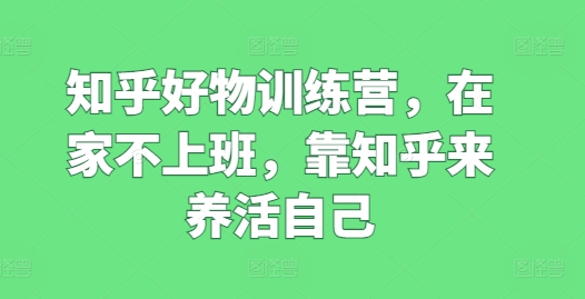知乎好物训练营，在家不上班，靠知乎来养活自己-淘秘副业