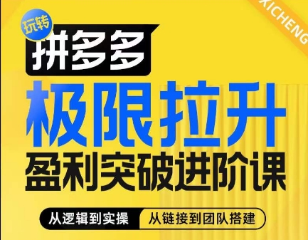 拼多多极限拉升盈利突破进阶课，​从算法到玩法，从玩法到团队搭建，体系化系统性帮助商家实现利润提升-淘秘副业