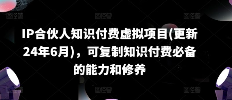 IP合伙人知识付费虚拟项目(更新24年6月)，可复制知识付费必备的能力和修养-淘秘副业