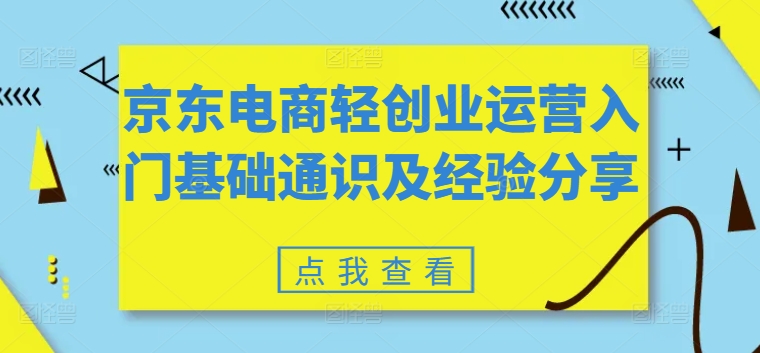 京东电商轻创业运营入门基础通识及经验分享-淘秘副业