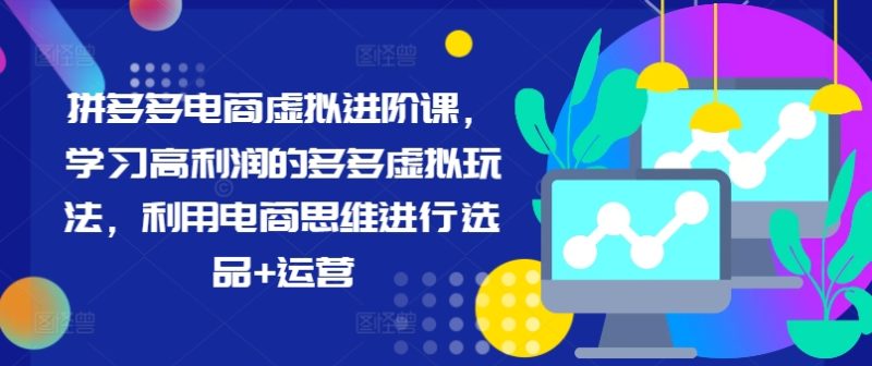 拼多多电商虚拟进阶课，学习高利润的多多虚拟玩法，利用电商思维进行选品+运营-淘秘副业