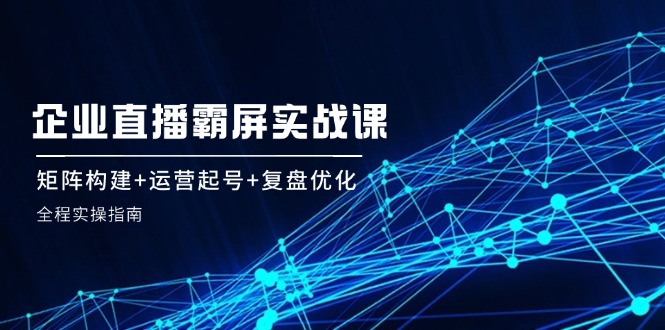 企 业 直 播 霸 屏实战课：矩阵构建+运营起号+复盘优化，全程实操指南-淘秘副业