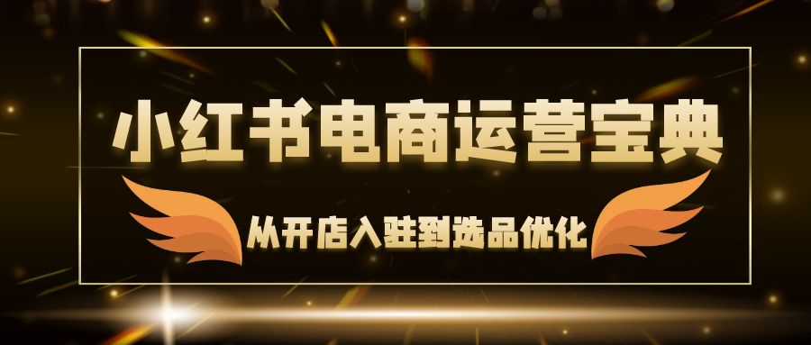 小红书电商运营宝典：从开店入驻到选品优化，一站式解决你的电商难题-淘秘副业