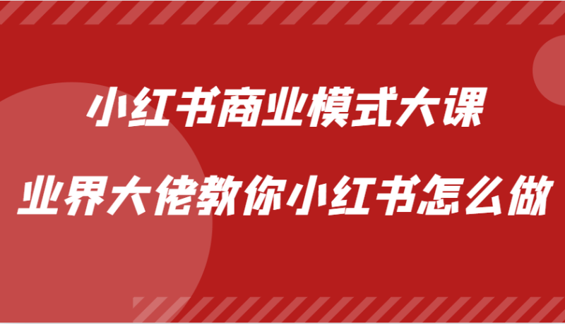 小红书商业模式大课，业界大佬教你小红书怎么做【视频课】-淘秘副业