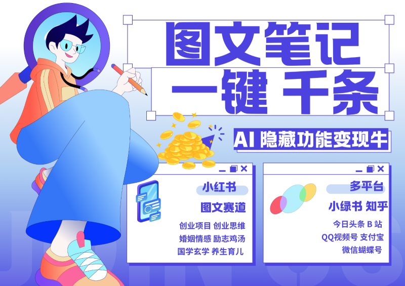 1键生成数千条图文 创业国学 秒生笔记 小红书小绿书图文 轻松引流 变现30000+-淘秘副业