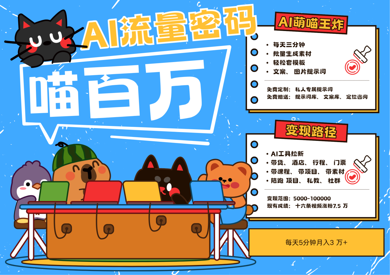 AI+宠物+旅行，2025最火流量密码 轻松用AI宠物做文旅账号，N种变现渠道月入五位数-淘秘副业
