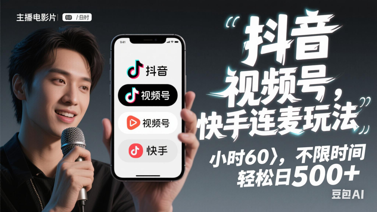 （14899期）抖音，快手，视频号无脑连麦玩法！快速入门，单日稳冲1000+-淘秘副业