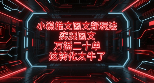 小说推文图文新玩法，实况图文，万播二十单，这转化太牛了！-淘秘副业