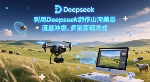 利用Deepseek制作山河美景，流量冲爆，多张变现方式-淘秘副业