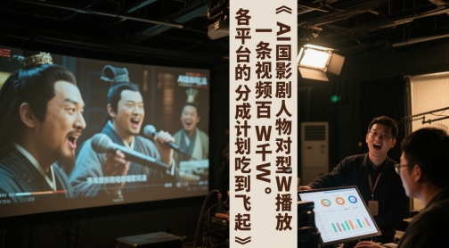 AI三国影视剧人物对口型唱歌玩法，一条视频百W千W播放，各平台的分成计划吃到飞起-淘秘副业