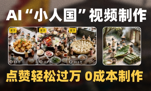 爆款1000W+播放微缩景观迷你小人国AI视频0成本制作全流程教学-淘秘副业