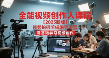 全能视频创作人课程【2025新版】视频拍摄剪辑编导运营，零基础学习视频创作-淘秘副业