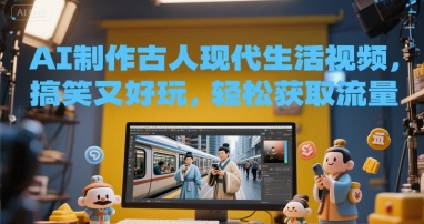 AI制作古人现代生活视频，搞笑又好玩，轻松获取流量-淘秘副业
