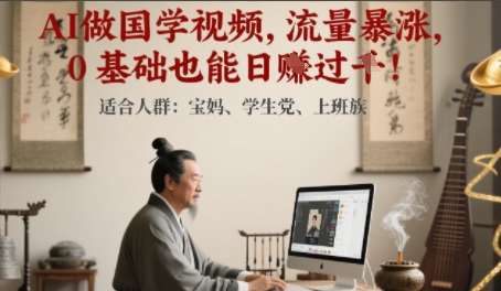 AI做国学视频，流量暴涨 ，0 基础也能日入多张-淘秘副业