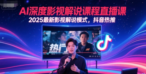 AI深度影视解说课程直播课，2025最新影视解说模式，抖音热推-淘秘副业