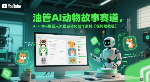 油管AI动物故事赛道，AI+RPA机器人流程自动化制作素材【保姆级教程】-淘秘副业