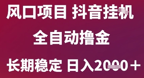 风口项目，六月最新玩法抖音无人挂G，全自动撸金，长期稳定 日入2k+【揭秘】-淘秘副业